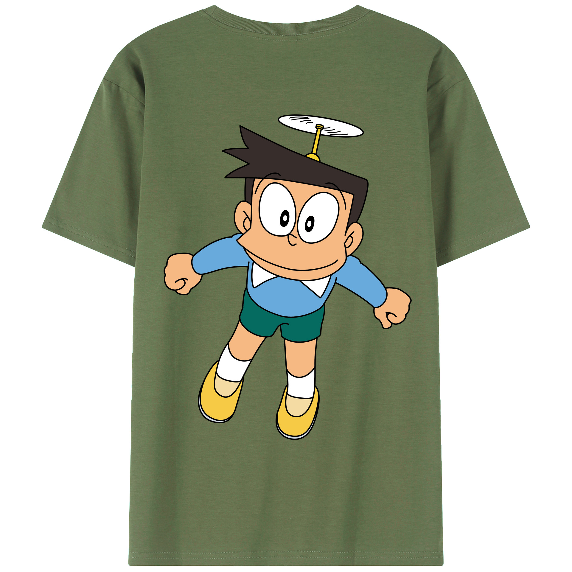 （画像用） ドラえもん 骨川 スネ夫 Doraemon Honekawa Suneo 綿100％ メンズ半袖Tシャツ（バックプリント） 通気性
